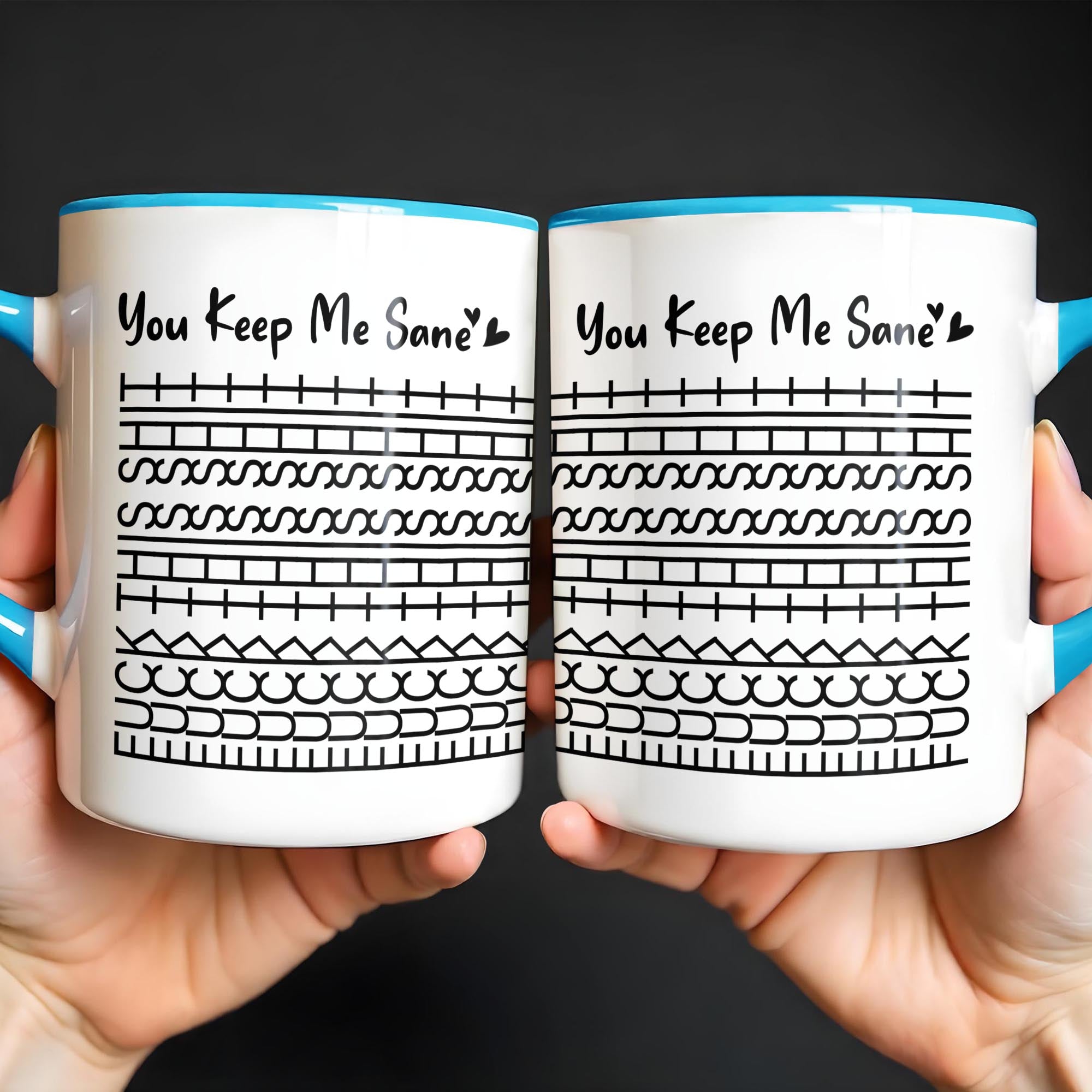 Personalized You Keep Me Sane With Simple Line Patterns Accent Mug Funny Gifts For Friends - Image 2