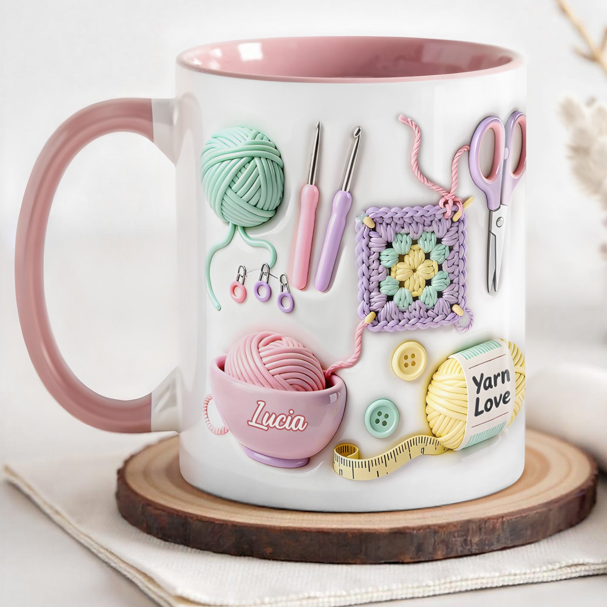 Personalized Your Yarn Crochet Accent Mug Love Crocheting Coffee Mug Yarn Lover Gifts - Image 4