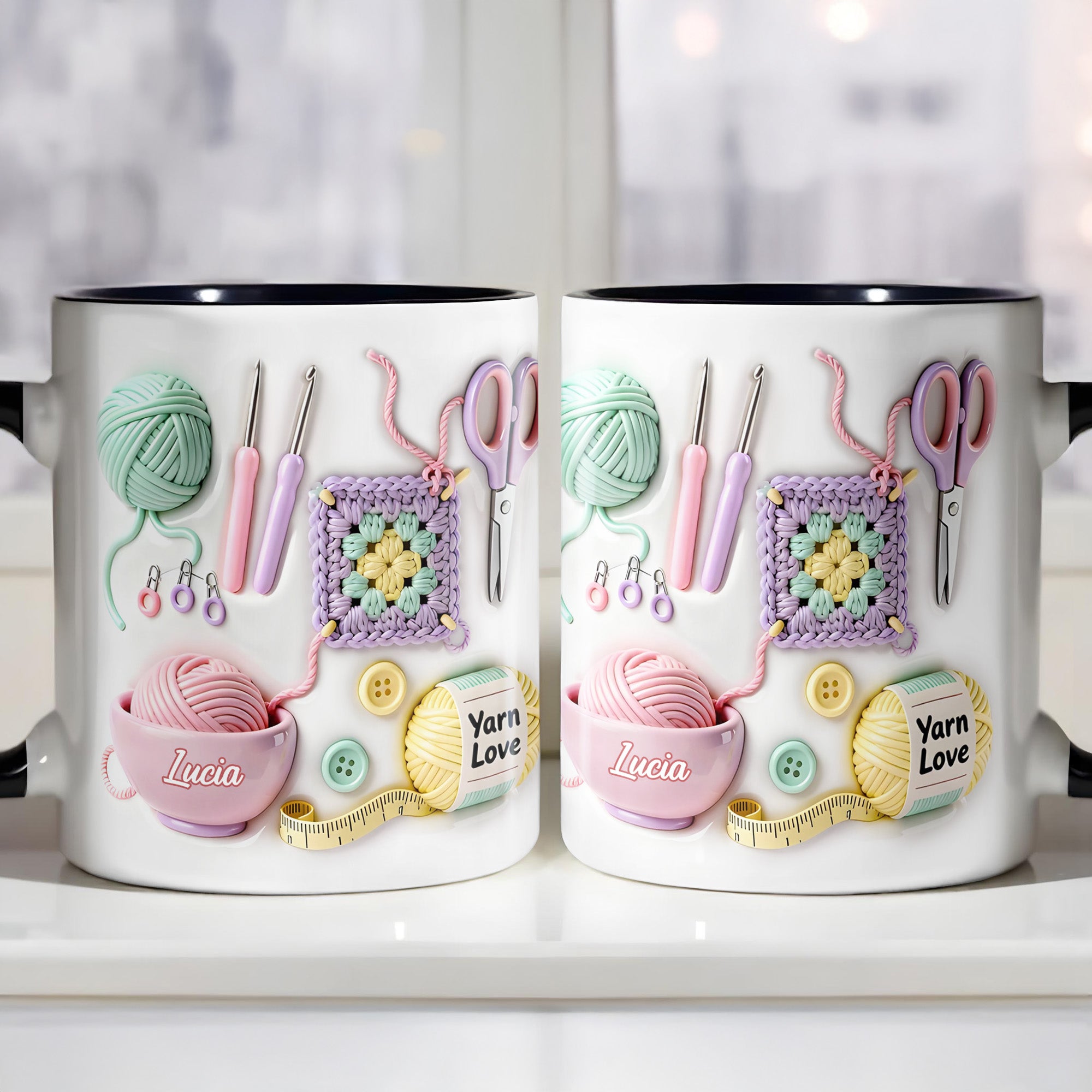 Personalized Your Yarn Crochet Accent Mug Love Crocheting Coffee Mug Yarn Lover Gifts