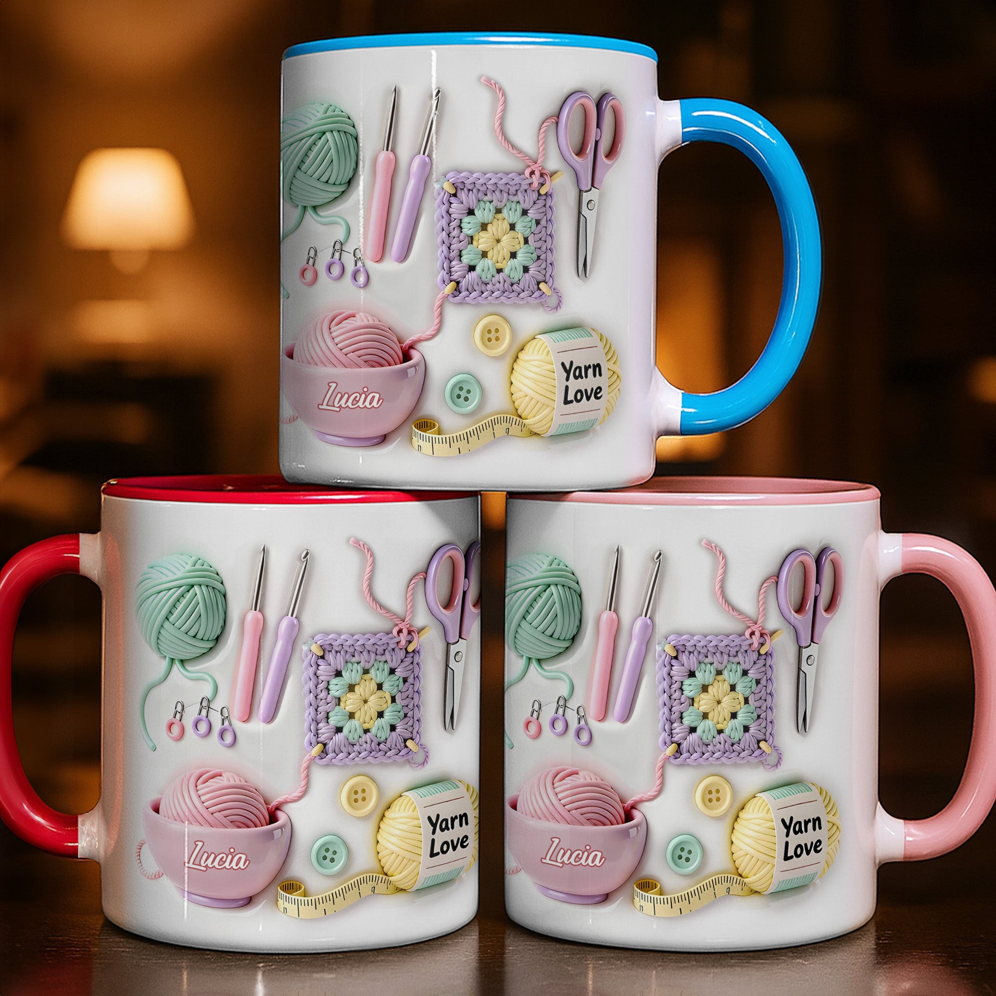 Personalized Your Yarn Crochet Accent Mug Love Crocheting Coffee Mug Yarn Lover Gifts - Image 2