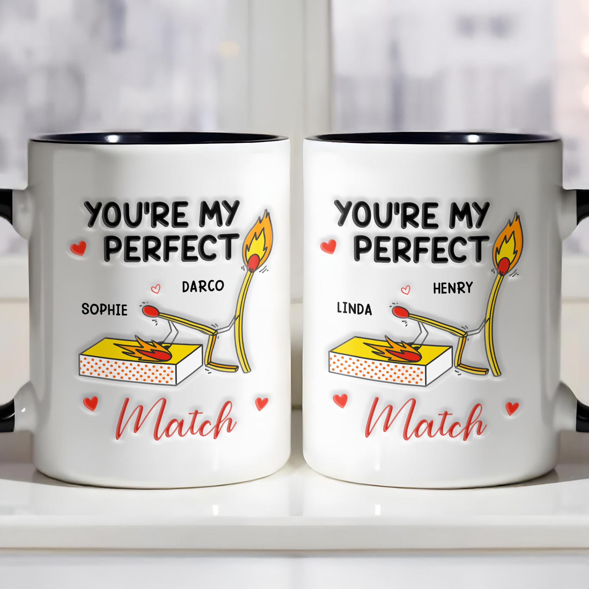 Personalized You're My Perfect Match Accent Mug Funny Coffee Cup Gifts Ideas For Couples