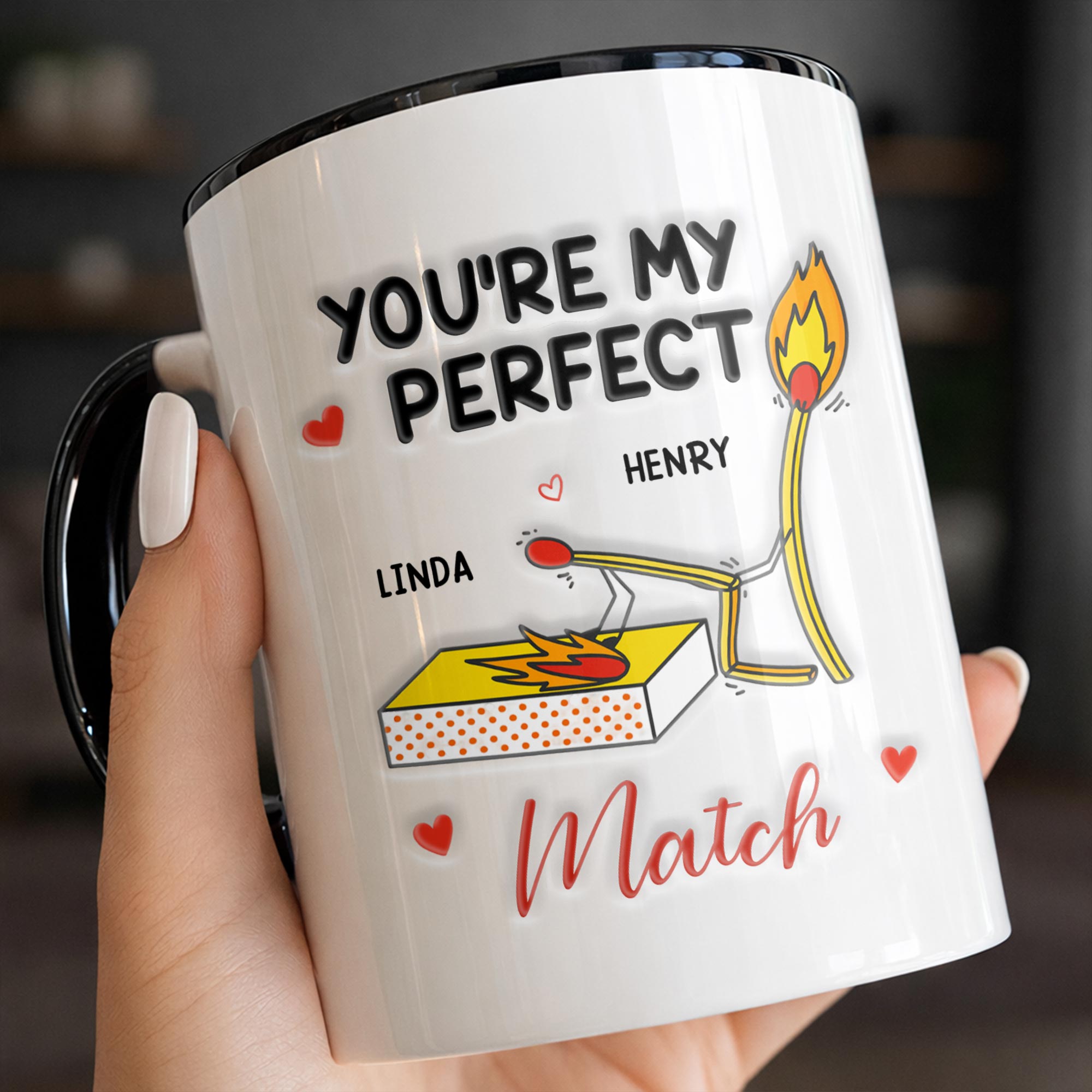 Personalized You're My Perfect Match Accent Mug Funny Coffee Cup Gifts Ideas For Couples - Image 2