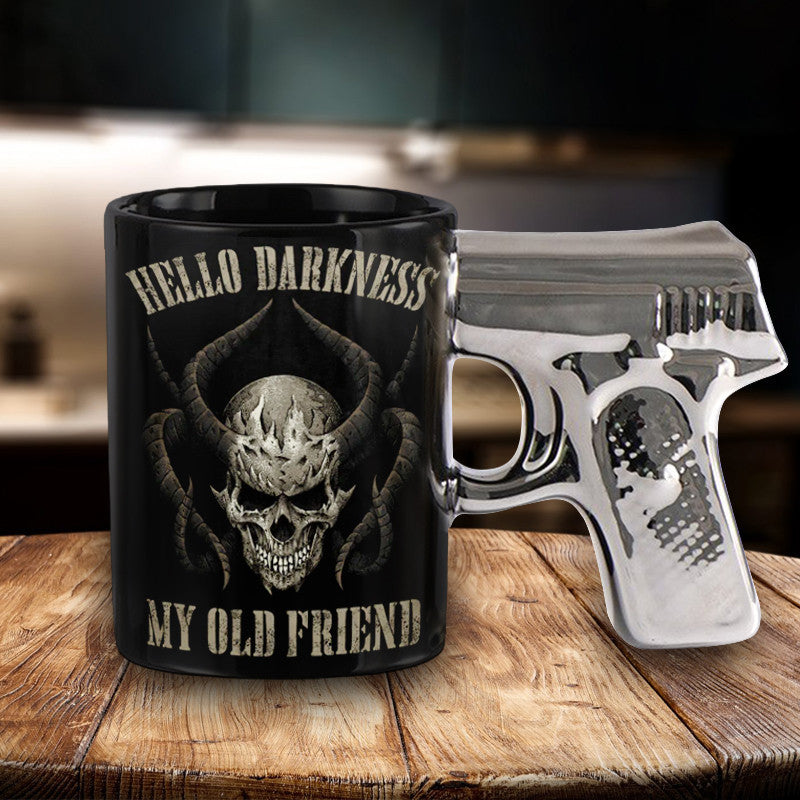 Skull Hello Darkness My Old Friend Gun Mug Patriots Coffee Mugs Unique Gifts For Dad - Image 2