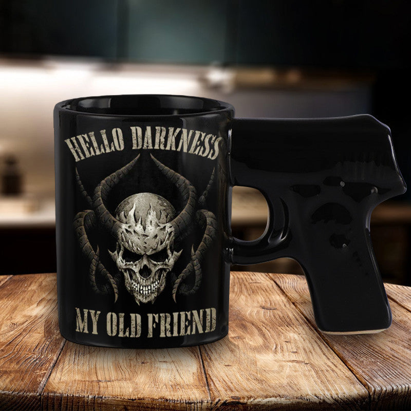 Skull Hello Darkness My Old Friend Gun Mug Patriots Coffee Mugs Unique Gifts For Dad - Image 3