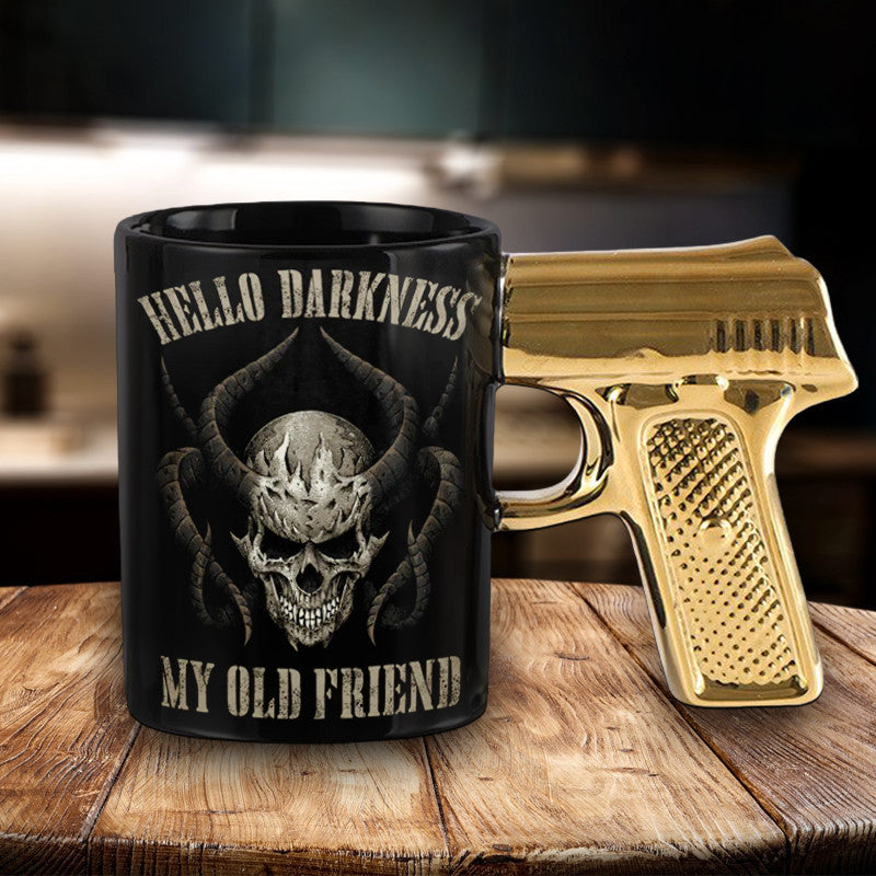 Skull Hello Darkness My Old Friend Gun Mug Patriots Coffee Mugs Unique Gifts For Dad