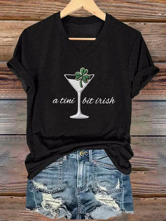 A Tini Bit Irish T-Shirt Forever Irish Ladies St Patricks Day T-Shirts Cute St Patrick's Day Gifts - Image 2