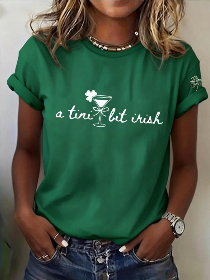 A Tini Bit Irish T Shirt St Patrick'S Day Shirt Irish Martini Clover Crewneck Irish Luck Gift