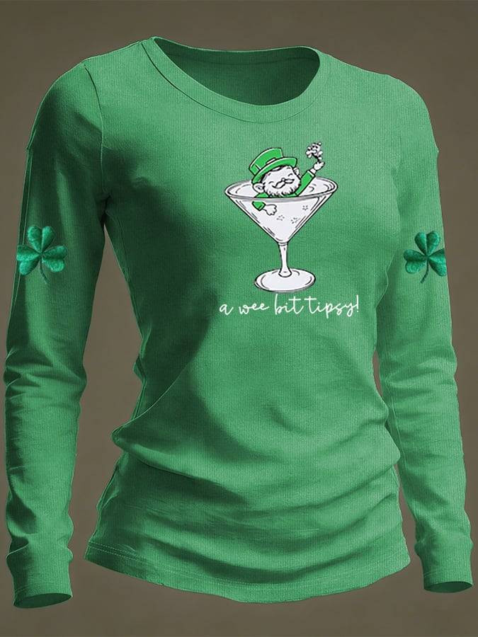 A Wee Bit Tipsy Long Sleeve Shirt Leprechaun Cute St Patricks Day Shirts Irish Celebration Gifts
