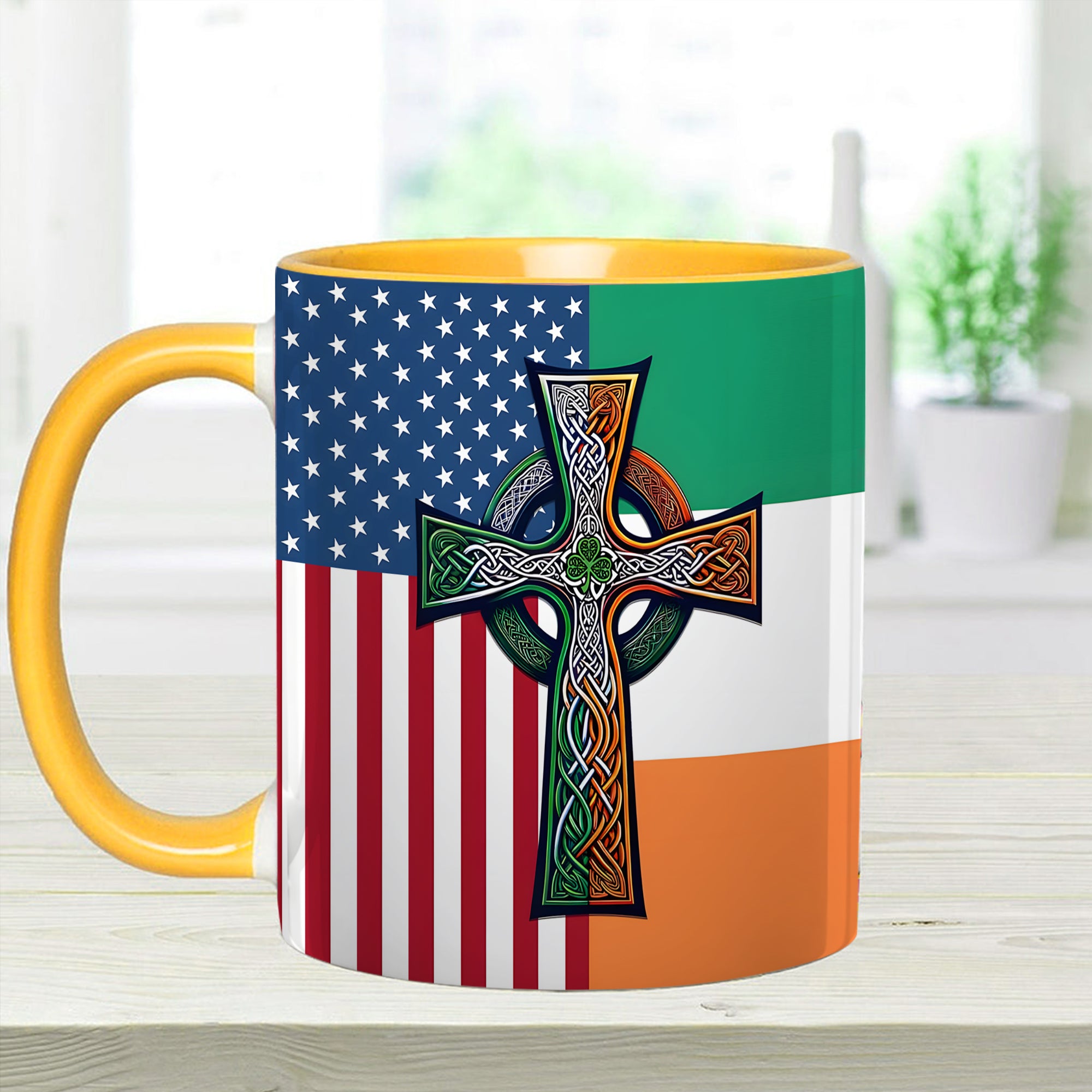 American Celtic Cross Accent Mug Irish Unique Gift For Dad - Image 6