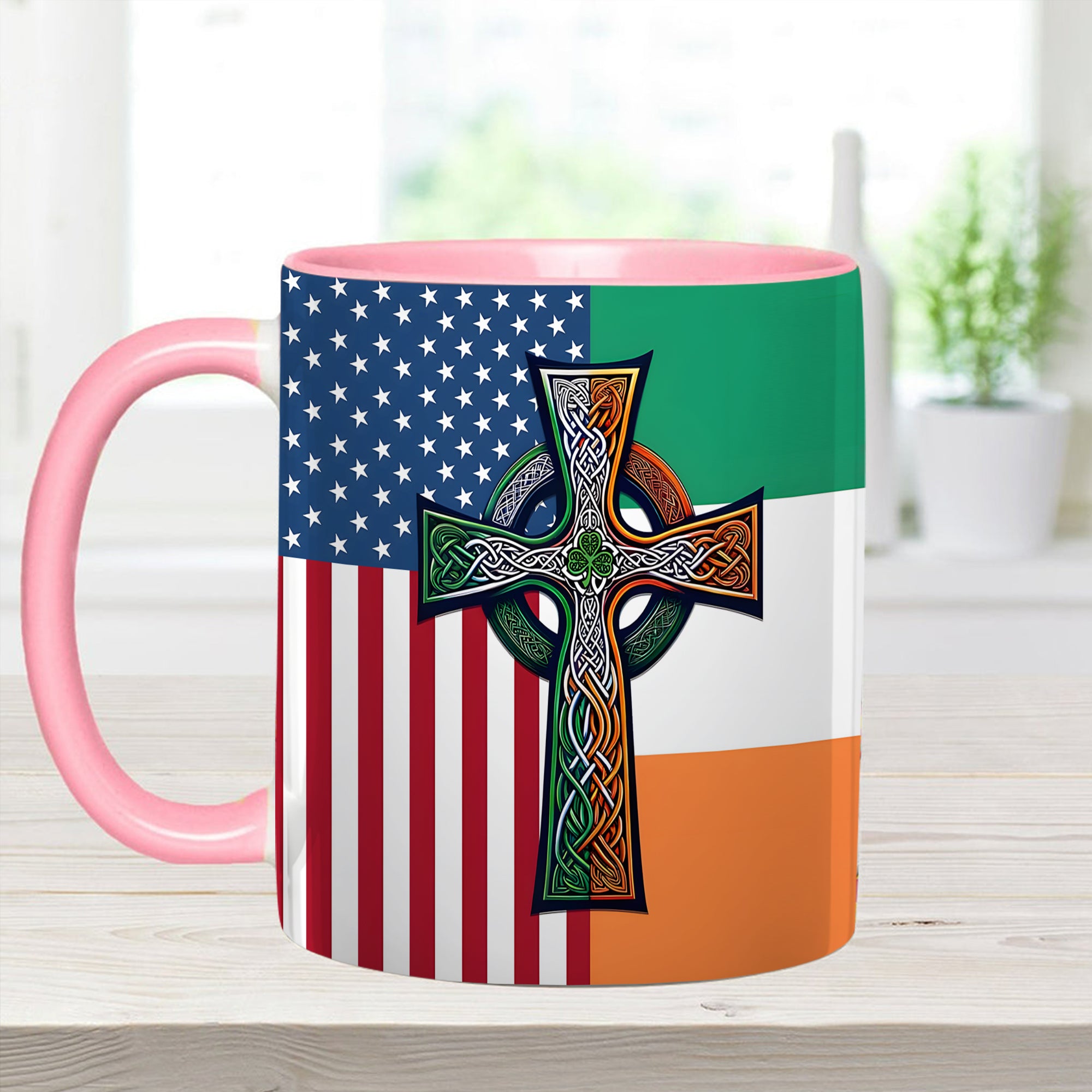 American Celtic Cross Accent Mug Irish Unique Gift For Dad - Image 10
