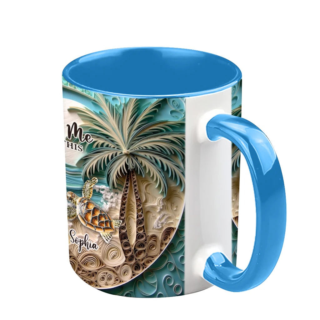 Beach Scene Turle Couple, Personalized Accent Mug Unique Gift For Father's Day - Image 5