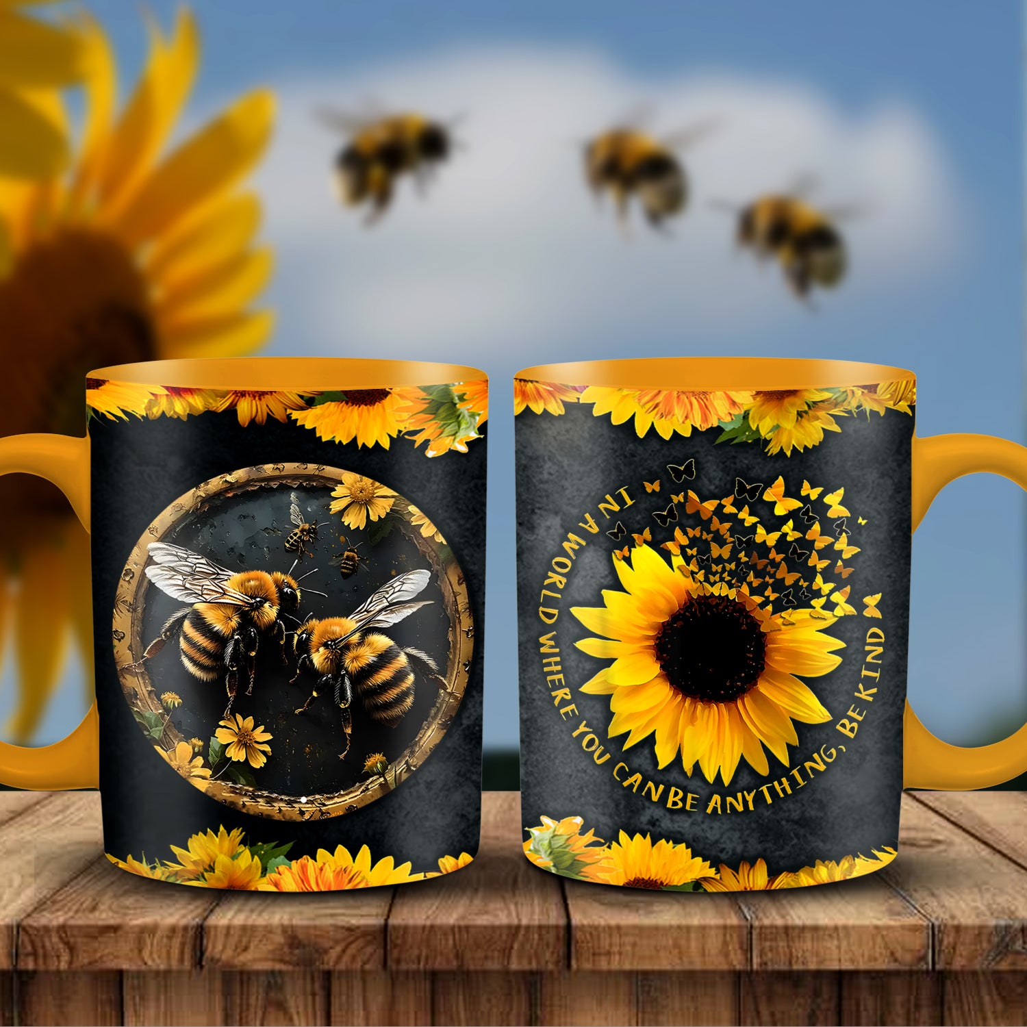 Bee Kind Sunflower Accent Mug Bee Gifts And Merchandise