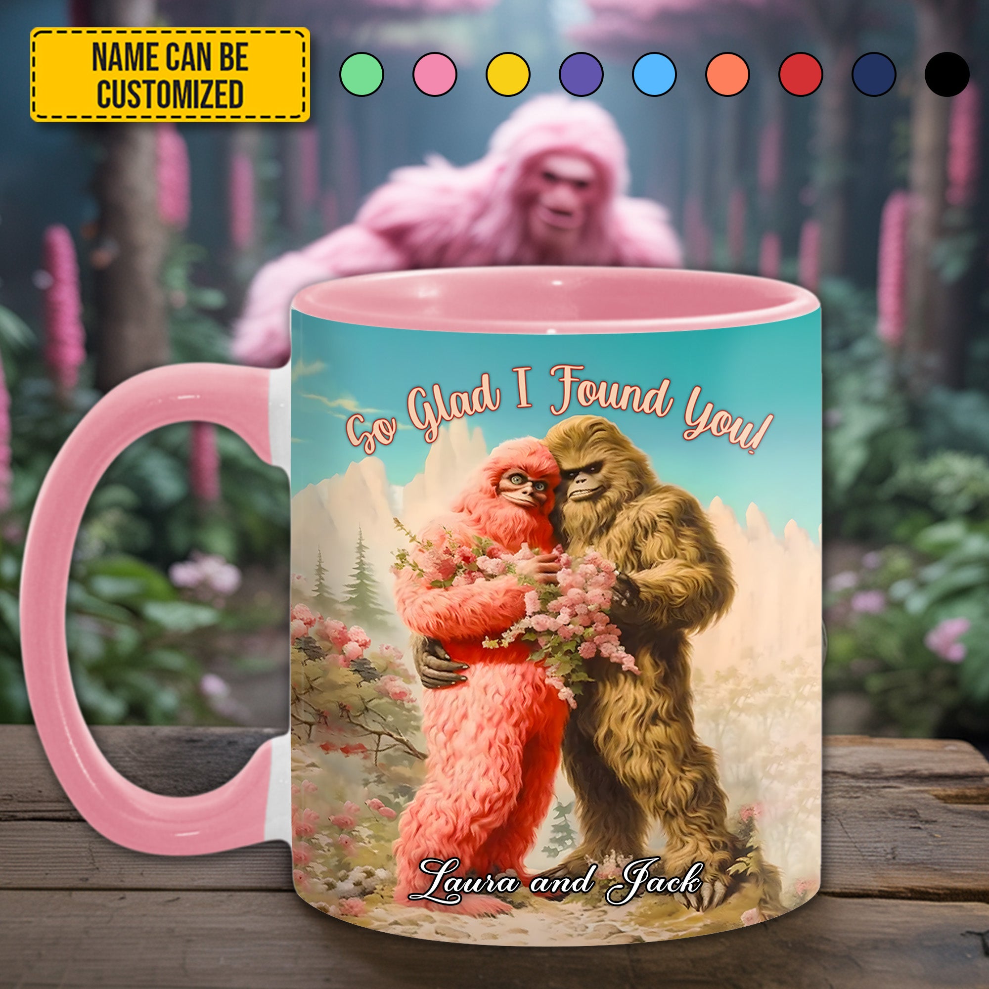 BigFoot Lovers Anniversary Personalized Bigfoot Accent Mug! So Glad I Found You Bigfoot Gifts Items To Buy - Image 3