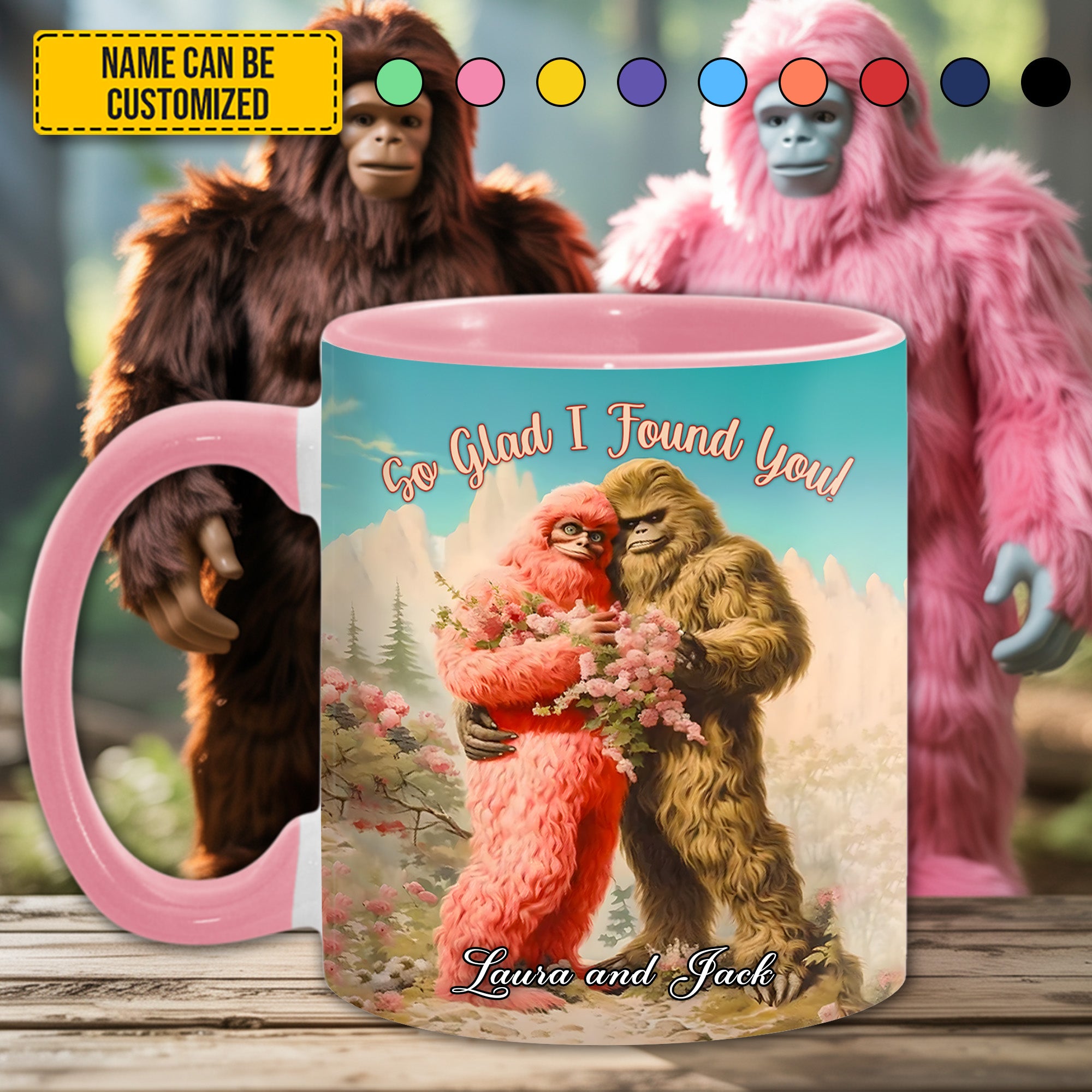 BigFoot Lovers Anniversary Personalized Bigfoot Accent Mug! So Glad I Found You Bigfoot Gifts Items To Buy