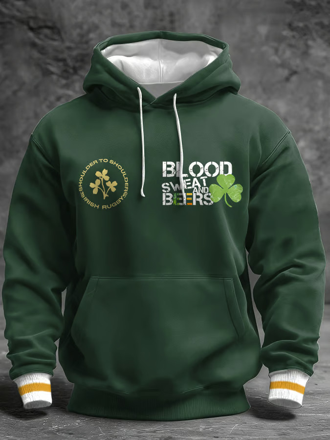 Blood Sweat And Beer Hoodie St Patrick'S Day Apparel Fun St Patrick's Day Gifts - Image 2