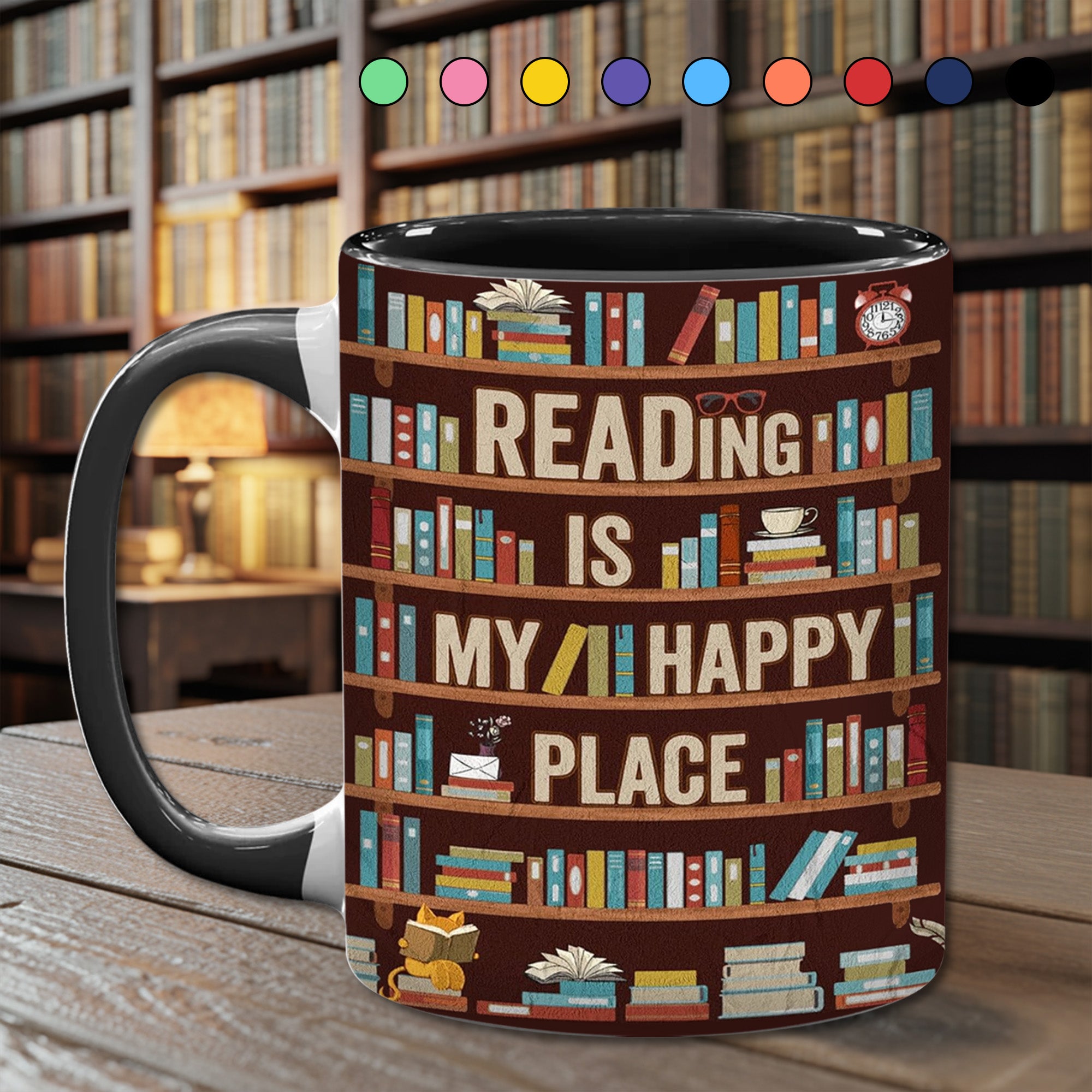 Book Accent Mug Reading Is My happy Place Gift Ideas For Mother - Image 2