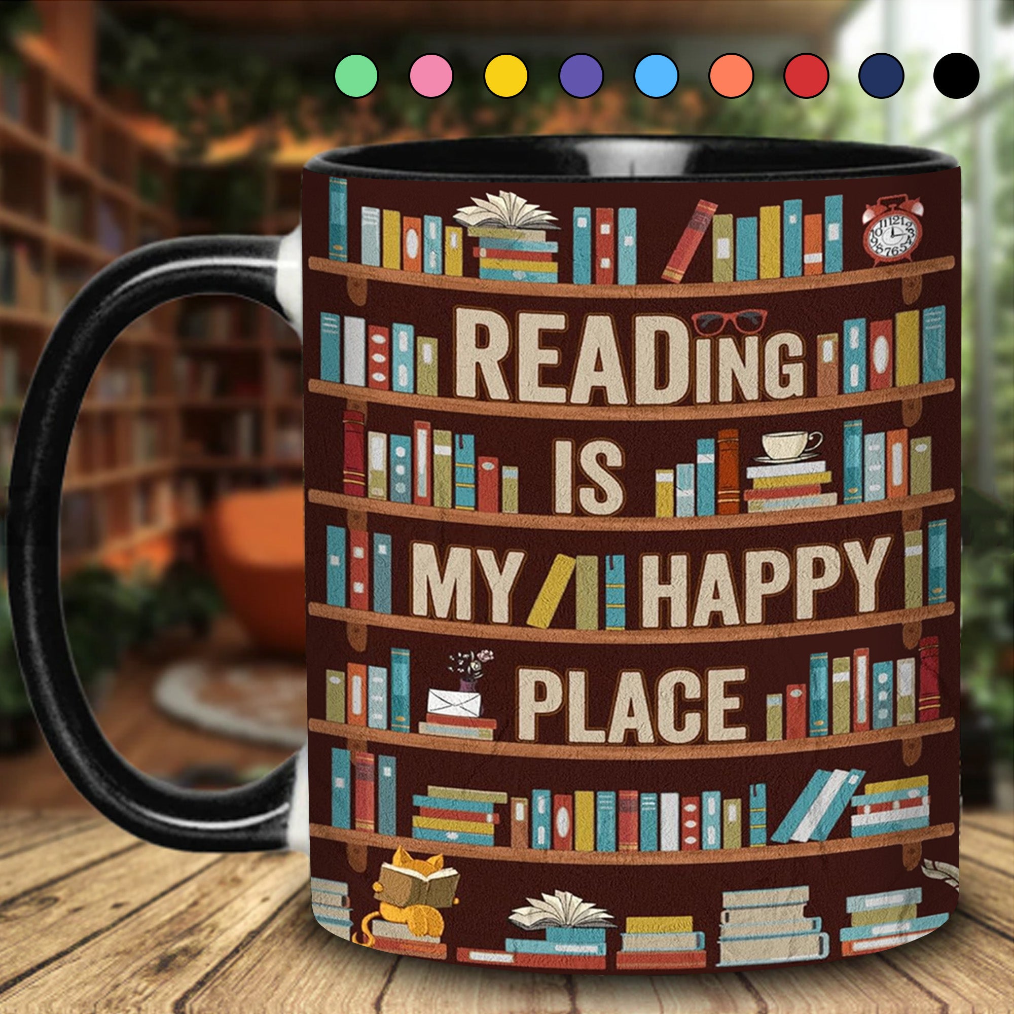 Book Accent Mug Reading Is My happy Place Gift Ideas For Mother - Image 3