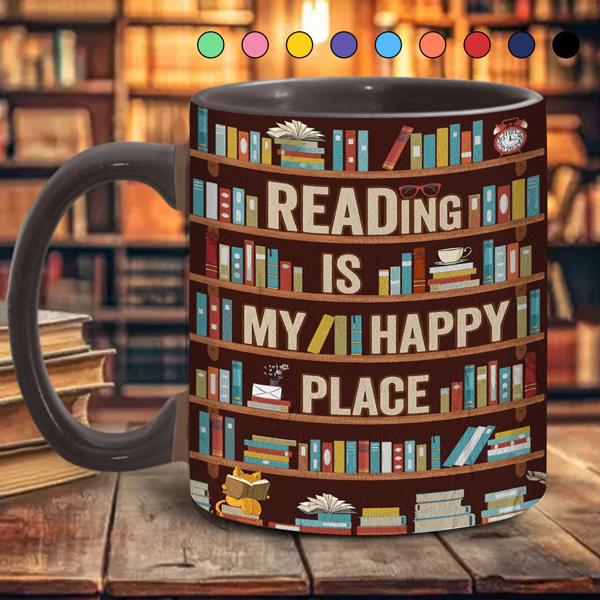 Book Accent Mug Reading Is My happy Place Gift Ideas For Mother - Image 4