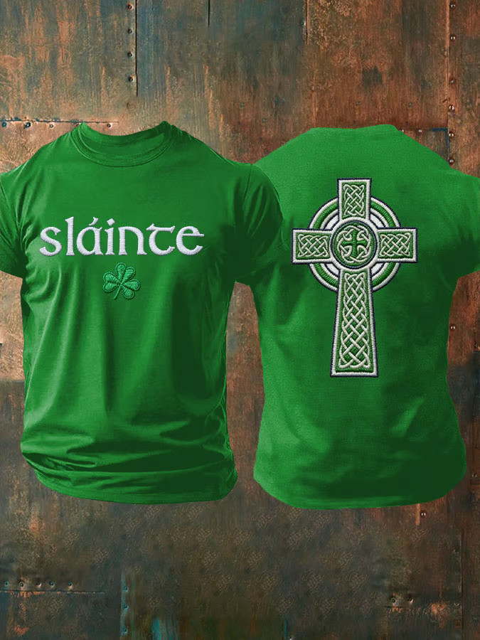 Celtic Cross St Patrick's Day T-Shirt Mens St Patricks Shirt Gifts For Boyfriend - Image 2