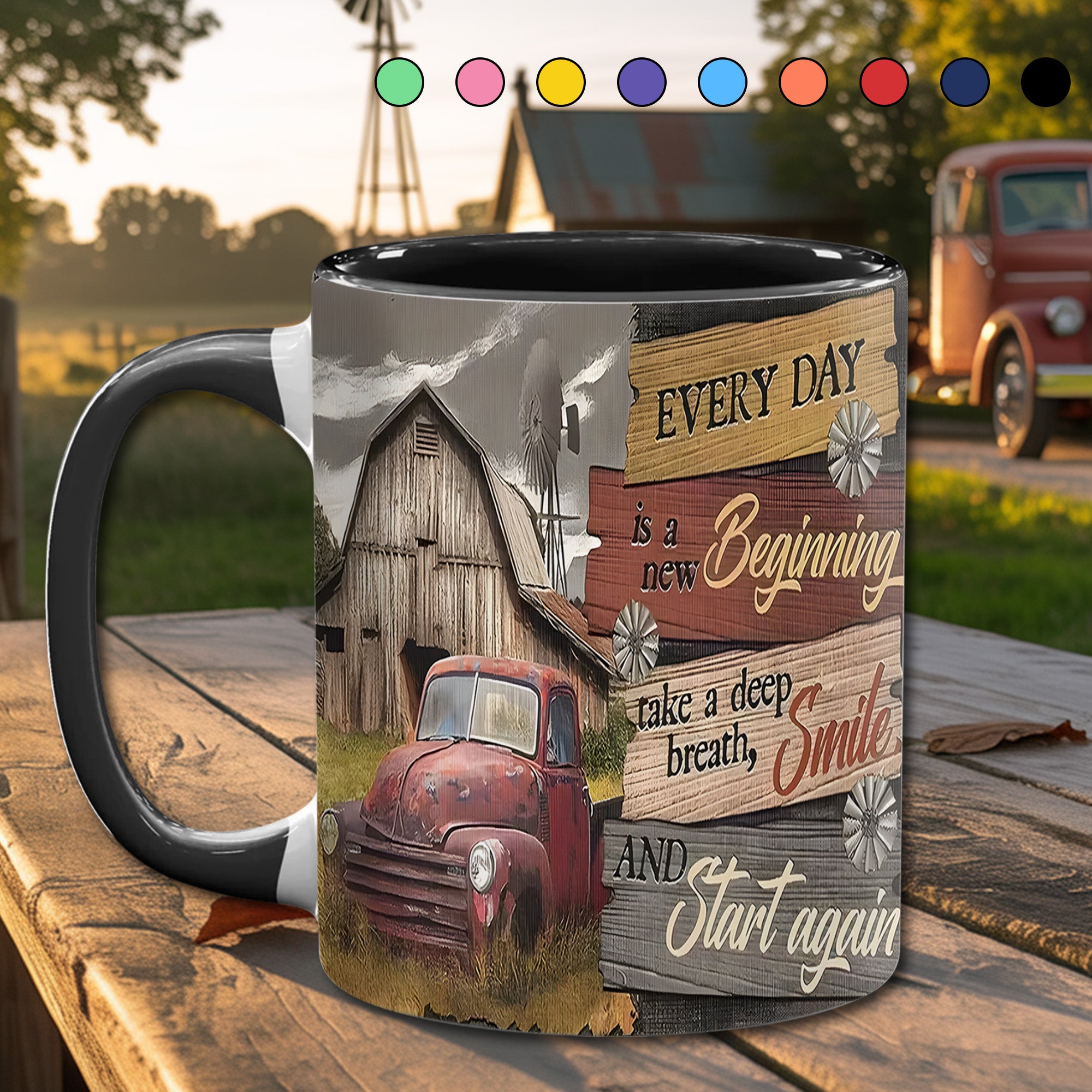 Country Truck Accent Mug Everyday Is A New Beginning Gift Ideas For Dad - Image 2