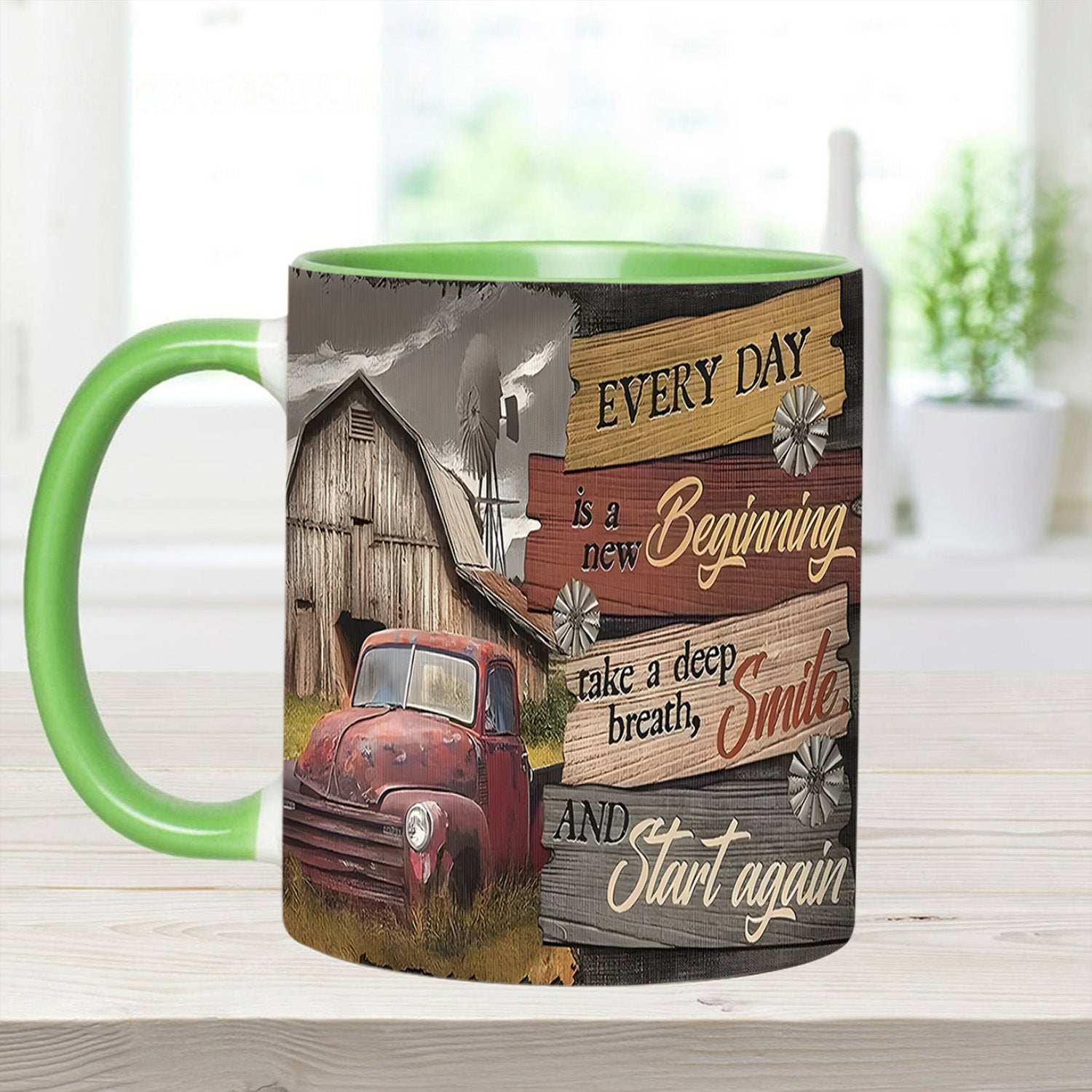 Country Truck Accent Mug Everyday Is A New Beginning Gift Ideas For Dad - Image 4
