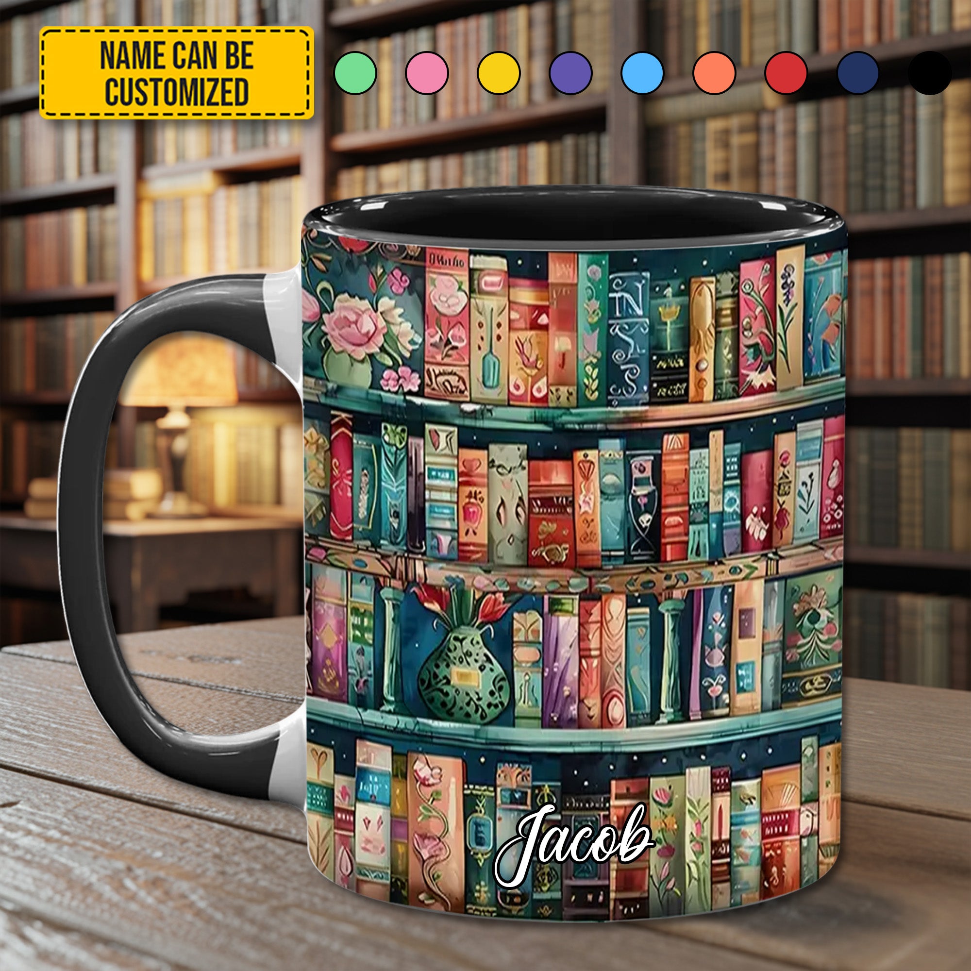 Cozy Library Lover's Dream Personalized Bookshelf Mug Birthday Presents For Book Lovers