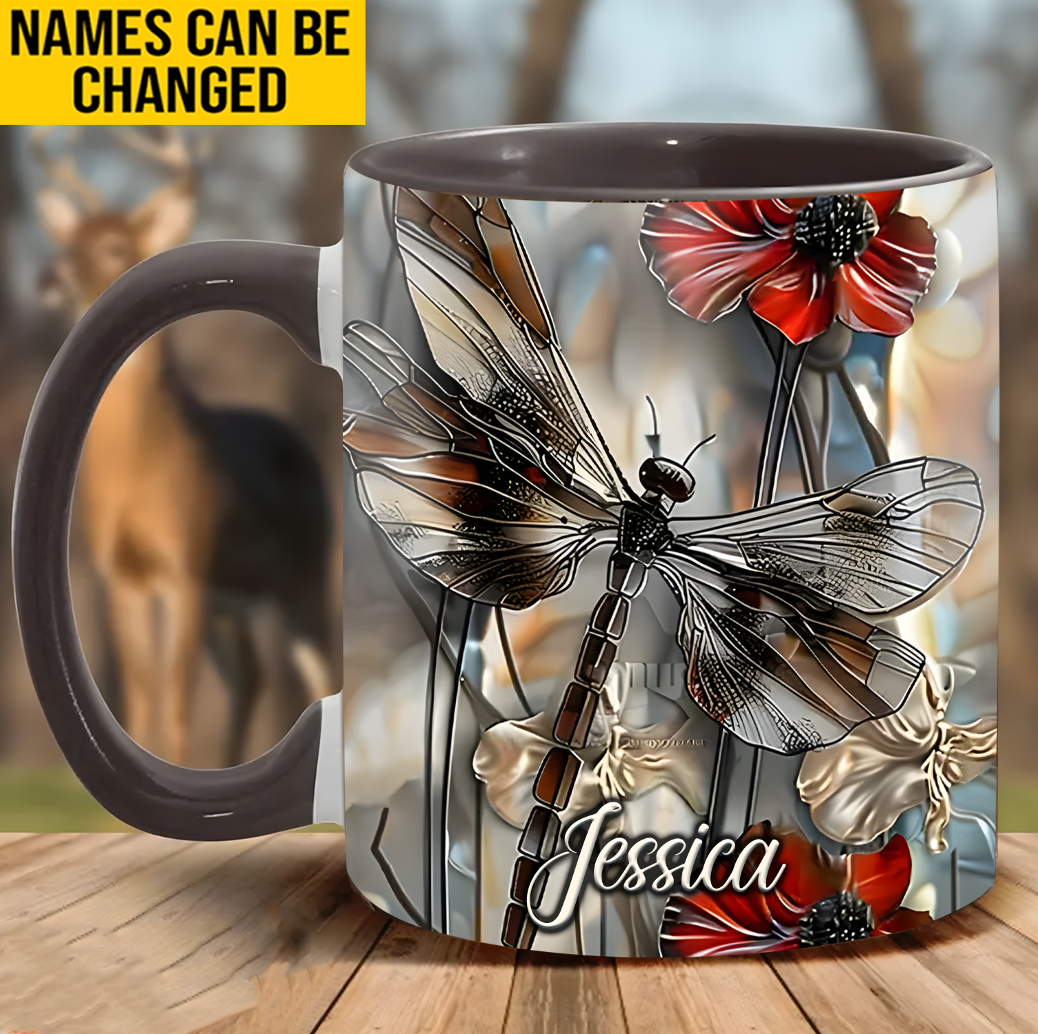Fantasy Dragonfly Personalized Accent Mug Gift For Dragonfly Lovers