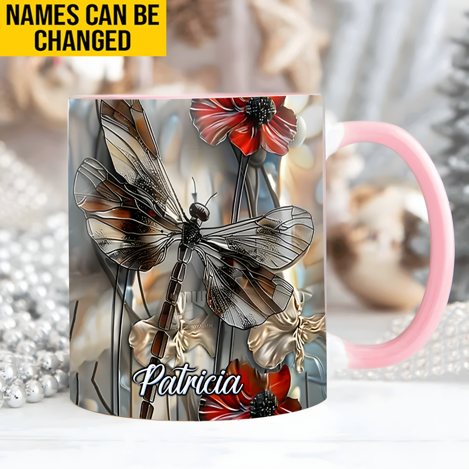 Fantasy Dragonfly Personalized Accent Mug Gift For Dragonfly Lovers - Image 4