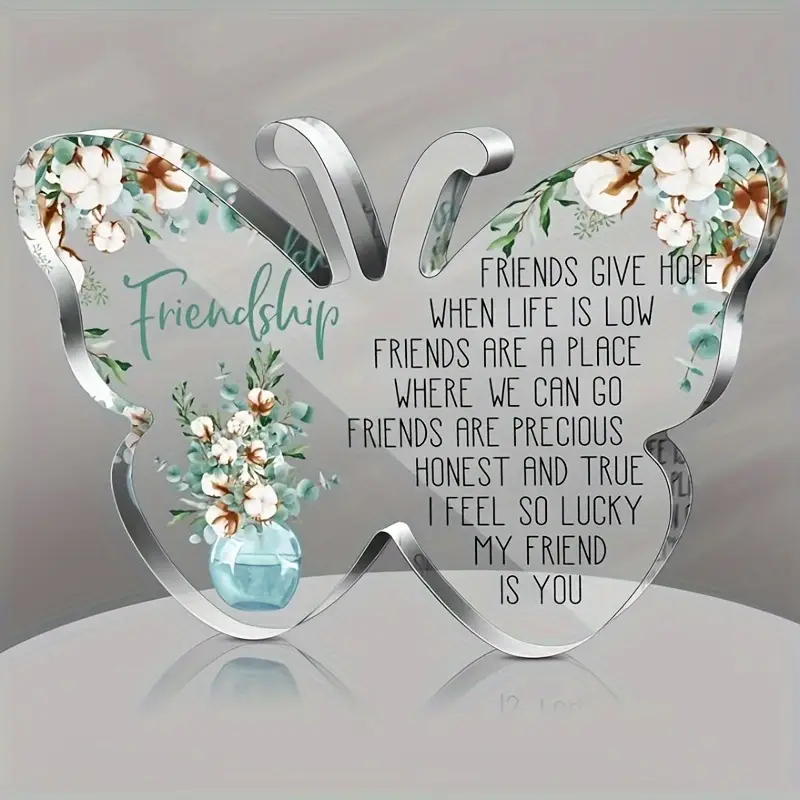 Friendship Butterfly Acrylic Plaque Gift For Friend Birthday Present Ideas - Image 2