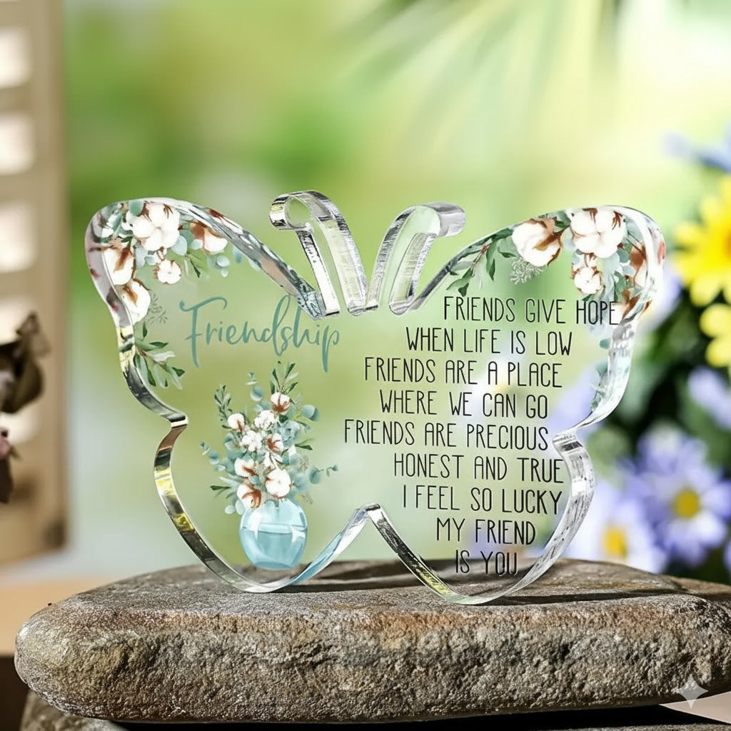 Friendship Butterfly Acrylic Plaque Gift For Friend Birthday Present Ideas