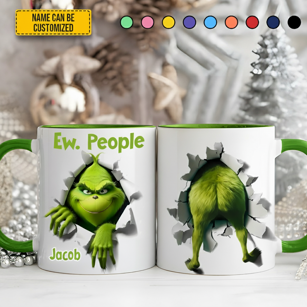 Funny Personalized Green Monster Accent Mug Ew. Christmas People Christmas Gift Ideas For Him - Image 3