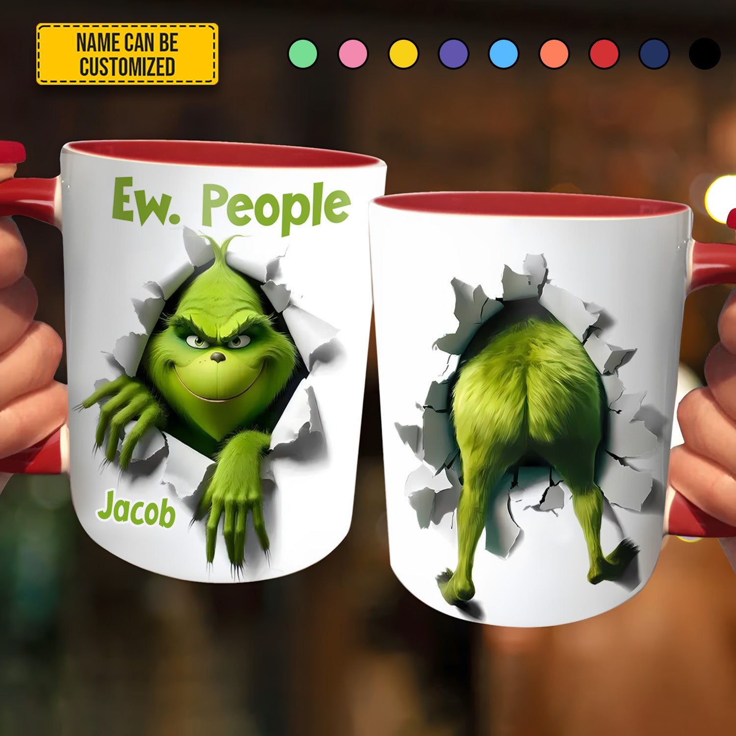 Funny Personalized Green Monster Accent Mug Ew. Christmas People Christmas Gift Ideas For Him - Image 4