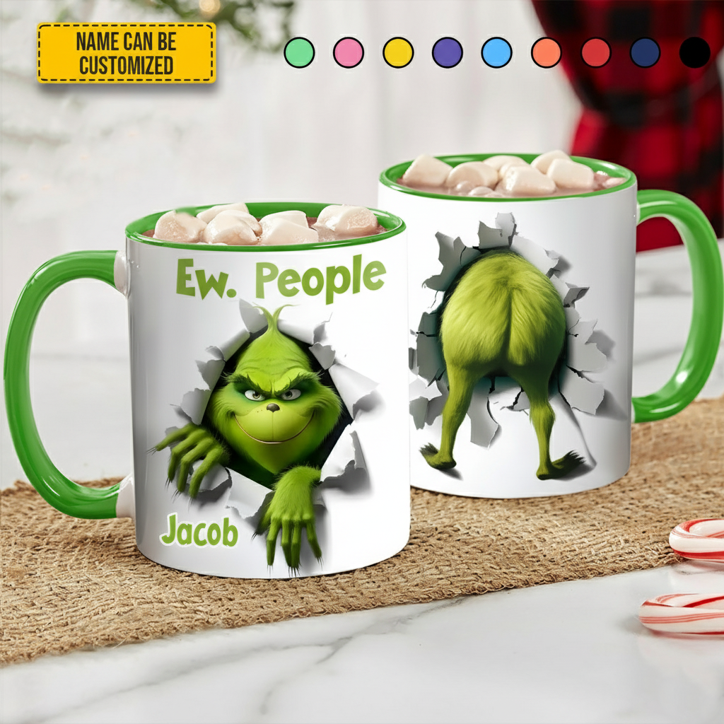 Funny Personalized Green Monster Accent Mug Ew. Christmas People Christmas Gift Ideas For Him