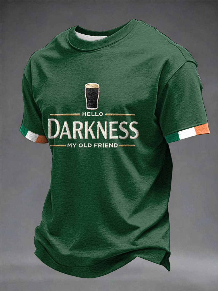 Hello Darkness My Old Friend T-Shirt Mens St Patricks Shirt Gifts For Ireland Father - Image 2