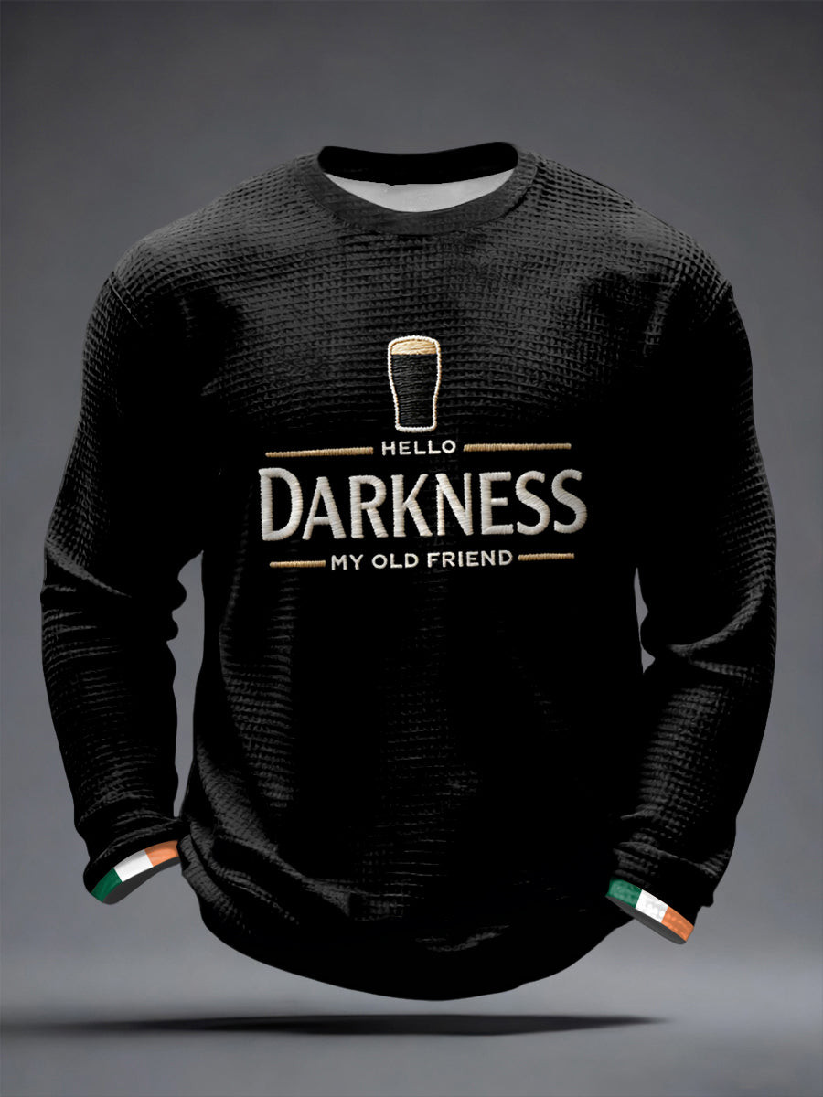 Hello Darkness My Old Friend Waffle Long Sleeve T-Shirt St Patricks Day Shirts For Adults