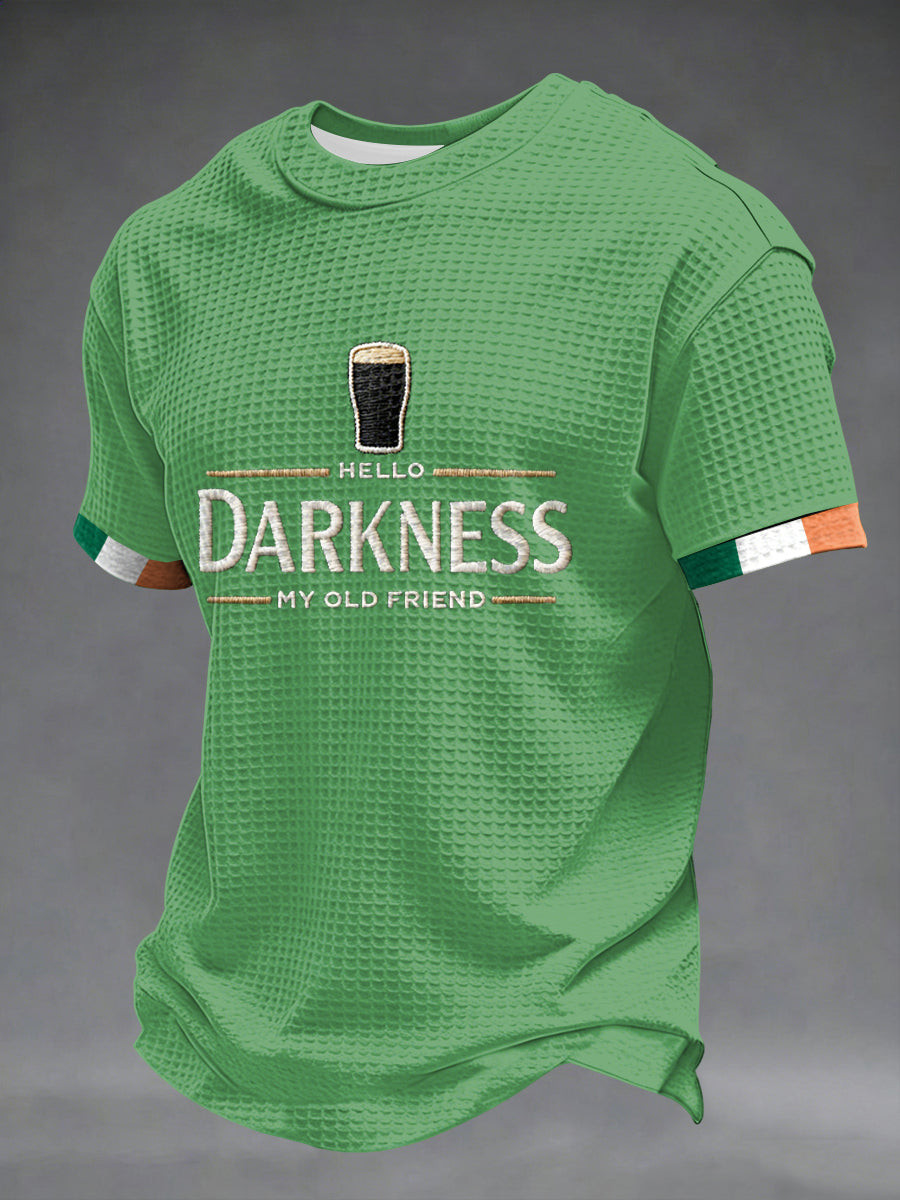 Hello Darkness My Old Friend Waffle T-Shirt St Patrick's Day Shirts Gifts For Ireland - Image 2