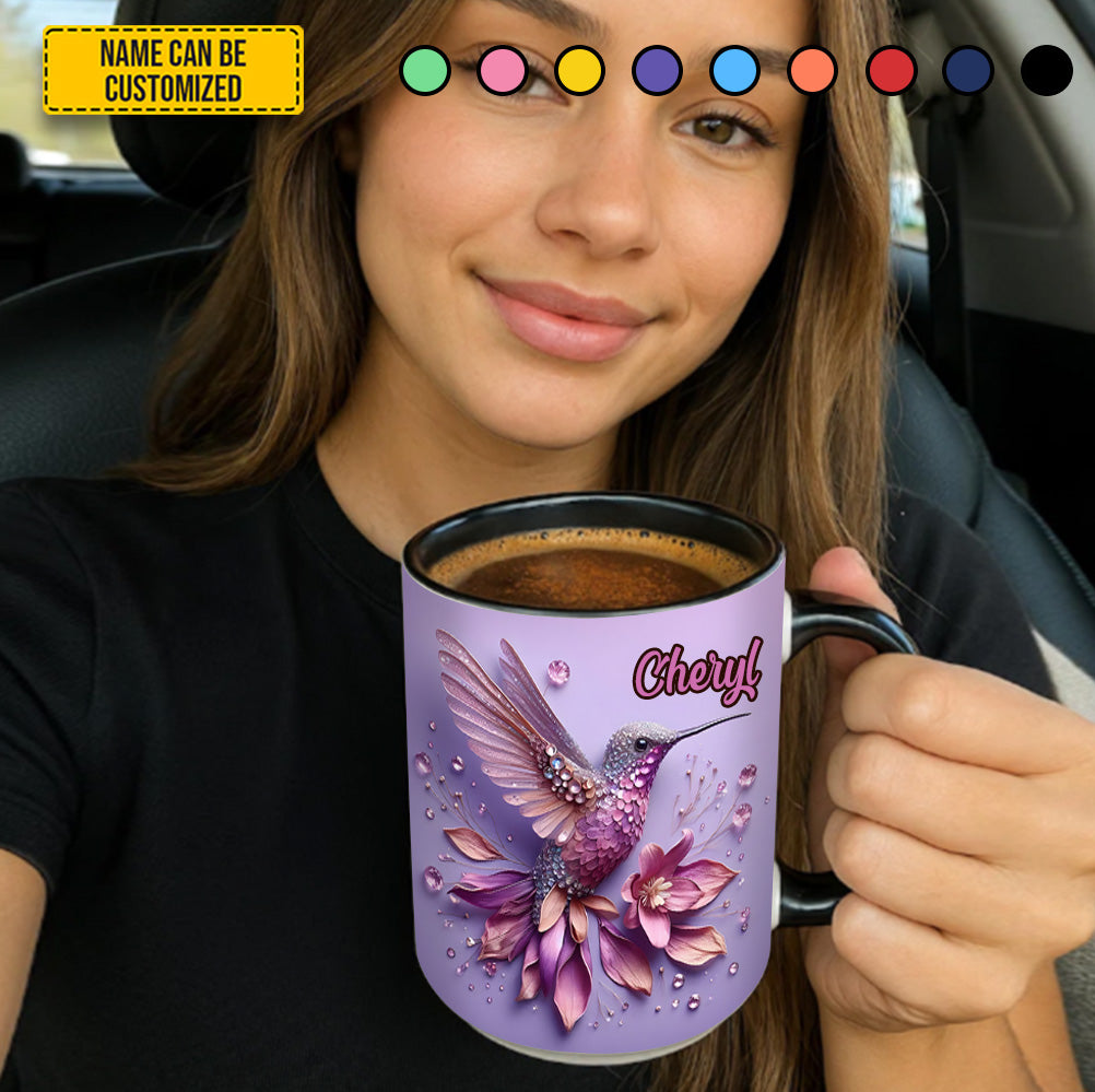 Hummingbird Accent Mug, Personalized Accent Mug Hummingbird Gifts For Women - Image 4