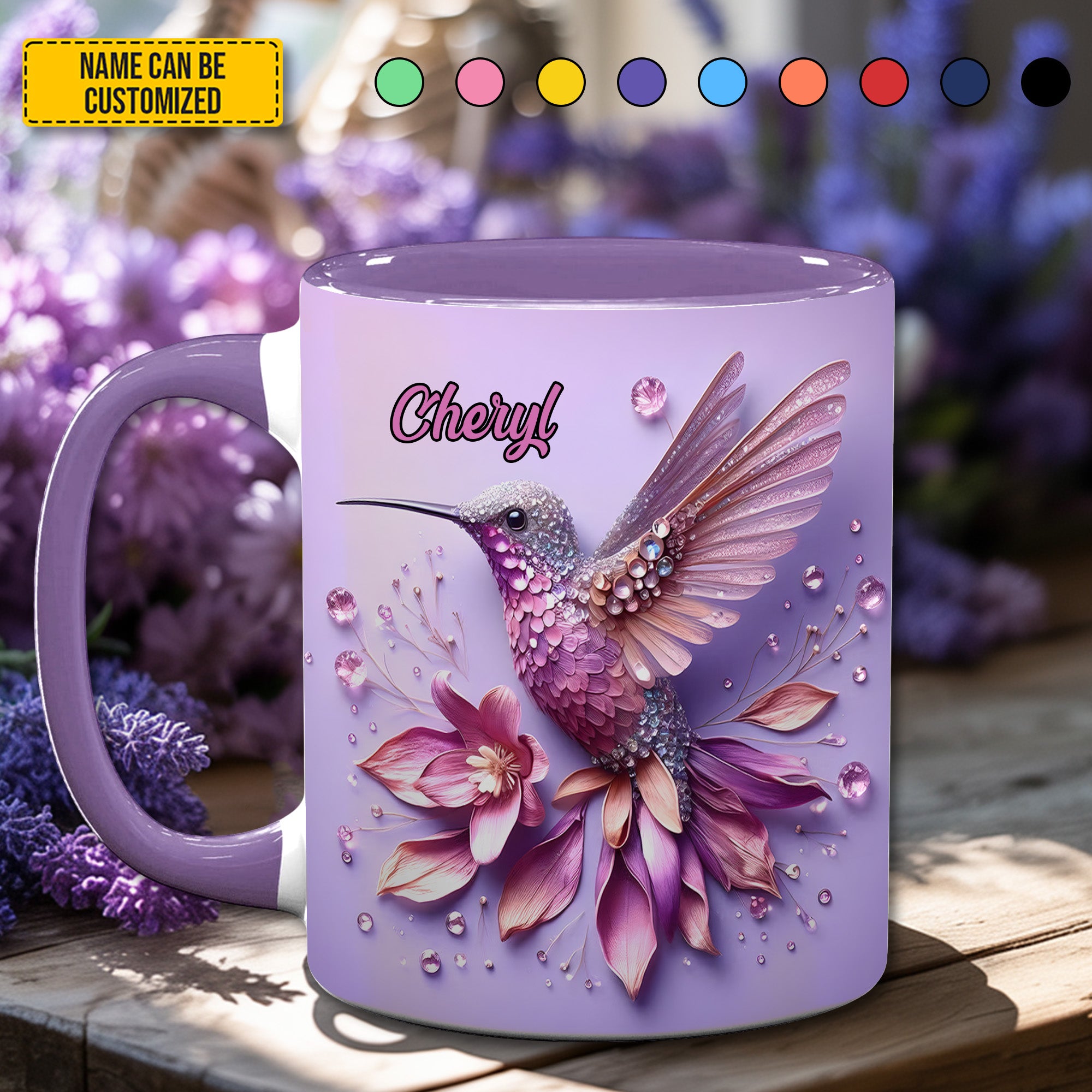 Hummingbird Accent Mug, Personalized Accent Mug Hummingbird Gifts For Women