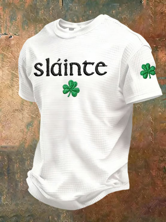 Irish Saint Patrick's Day Shamrock Waffle T-Shirt Mens St Patricks Shirt Gifts For Son