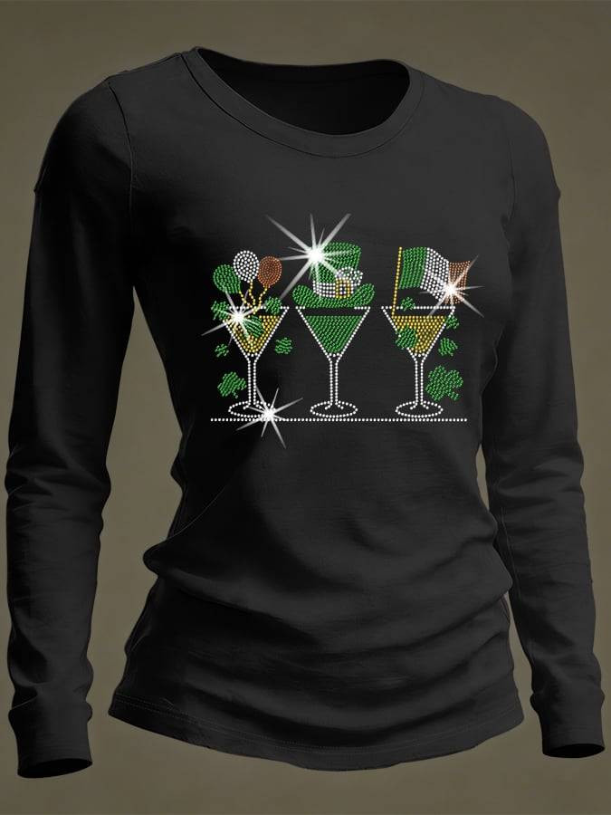 Irish Shamrock Cocktail Long Sleeve T-Shirt St Patricks Shirts St Paddy's Day Gifts - Image 2