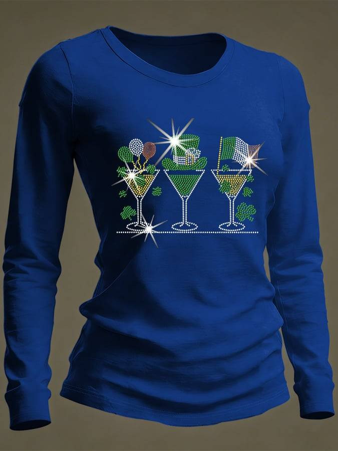Irish Shamrock Cocktail Long Sleeve T-Shirt St Patricks Shirts St Paddy's Day Gifts