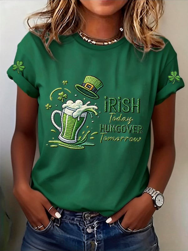 Irish Today Hungover Tomorrow T-Shirt St. Patrick's Day Unisex Tee Lucky Green Irish Tee Gift - Image 2