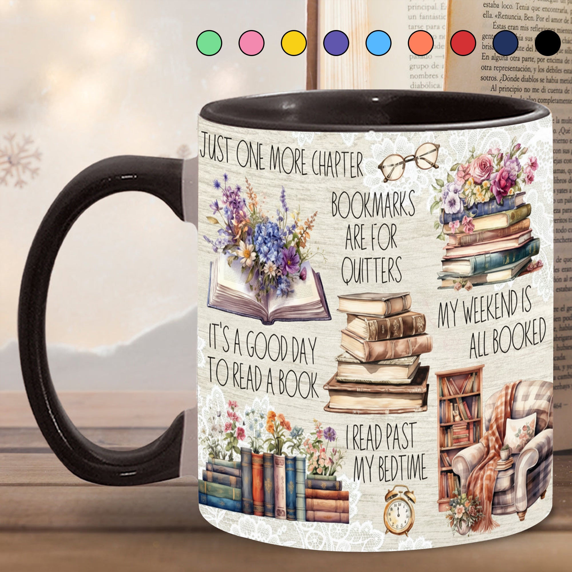 Just A Girl Who Loves Books Accent Mug Gift For Book lovers - Image 12