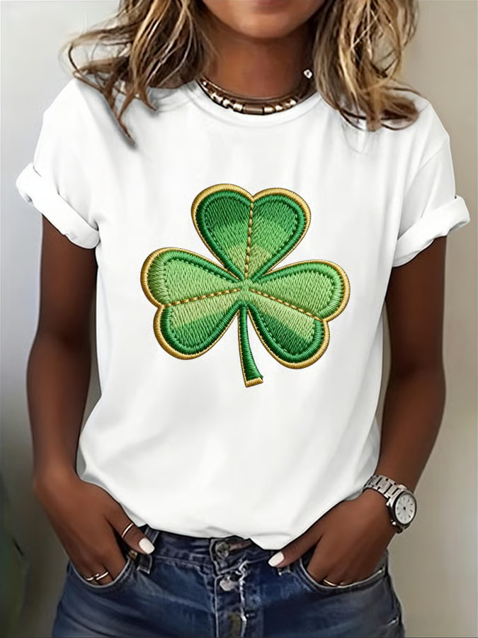 Lucky Shamrock Four Leaf Clover T Shirt Saint Patricks Day Shirts Womens Lucky Irish Gift - Image 2