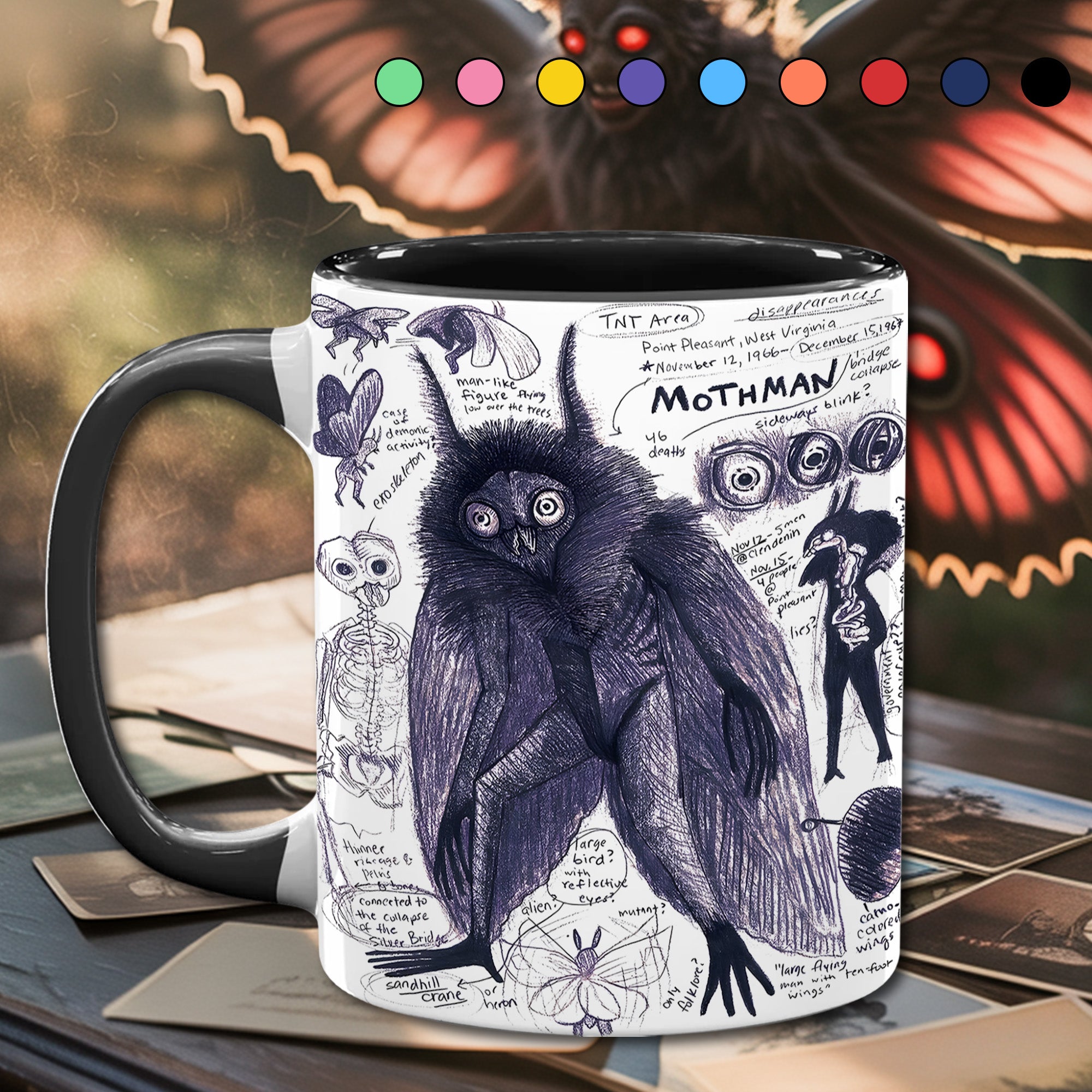 Mothman Mysteries Accent Mug Unique Gift For Grandma - Image 11