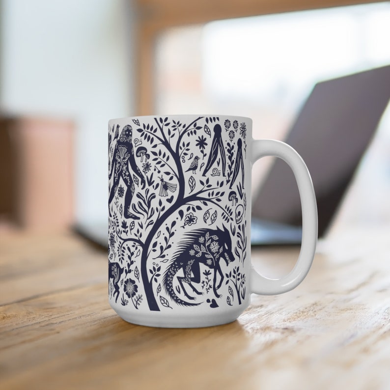 Original Blue Forest Accent Mug Cryptid Collective Unique Gifts For Flower Lovers - Image 2