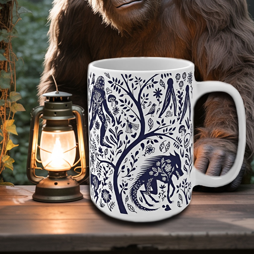 Original Blue Forest Accent Mug Cryptid Collective Unique Gifts For Flower Lovers