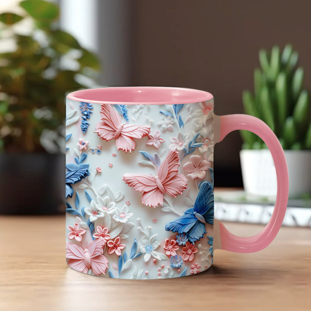 Personalize Blue & Pink Butterflies Accent Mug Butterfly Gifts Mother's Day