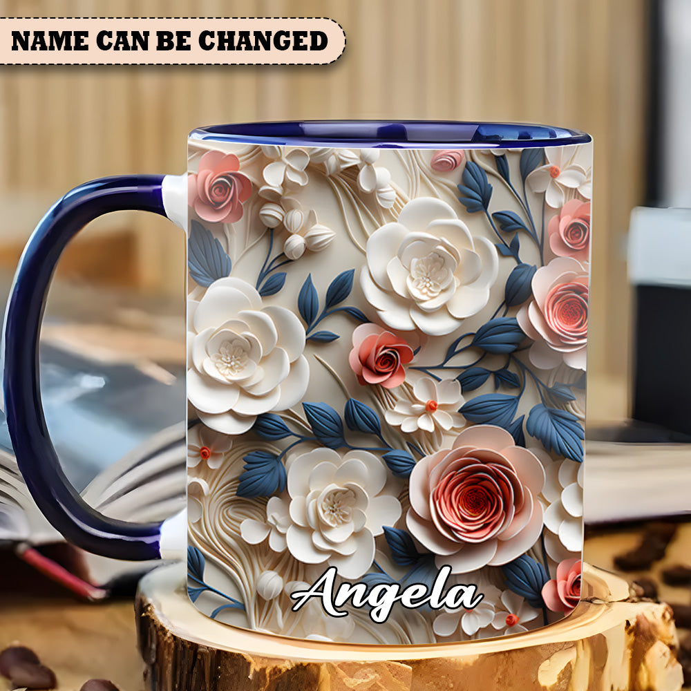 Personalized Accent Mug Beautiful Flowers Cute Gift For Flowers Lovers - Image 2
