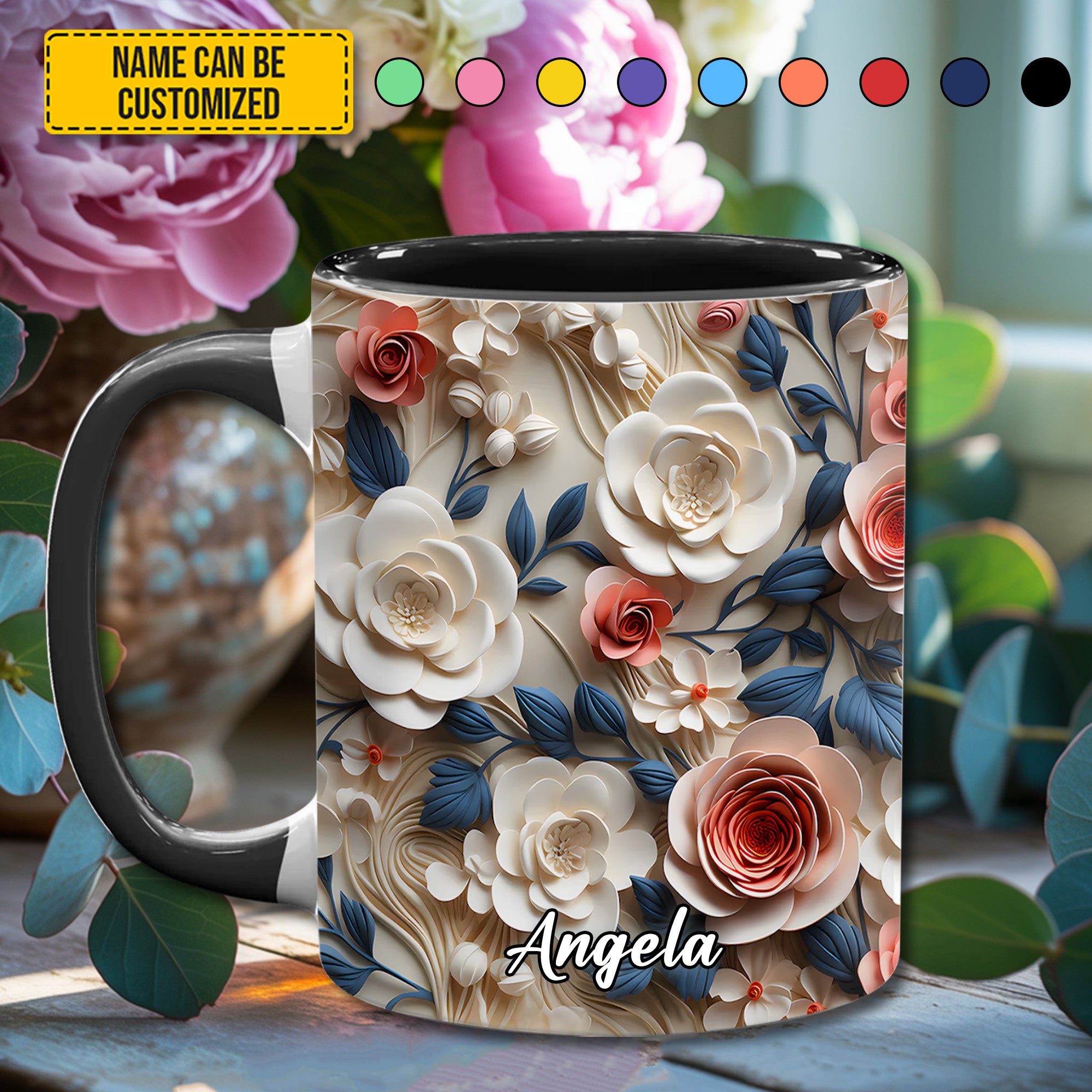 Personalized Accent Mug Beautiful Flowers Cute Gift For Flowers Lovers